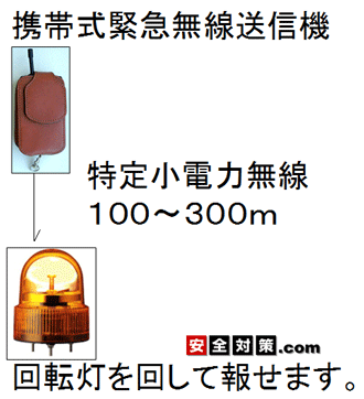 ピンスイッチを引き抜くだけで無線通報、構内用携帯型無線式緊急通報システム